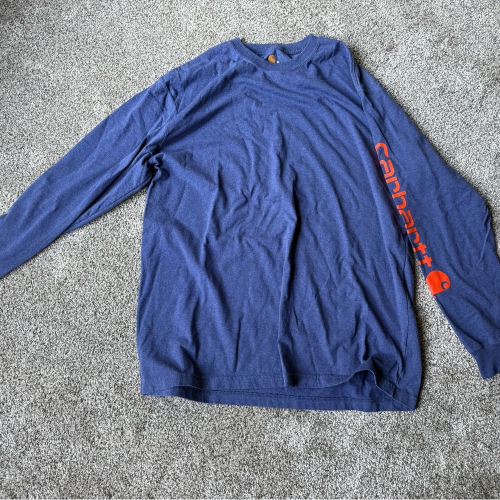 Carhartt Blue‎ Long Sleeve Tee with Red Accent